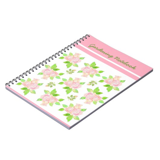 Roze, Witte, Groene Spiraal Notebook, Rozen Notitieboek (Linkerzijde)