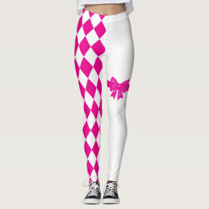 Roze Witte Harlekijn Diamond Mardi Gras Leggings
