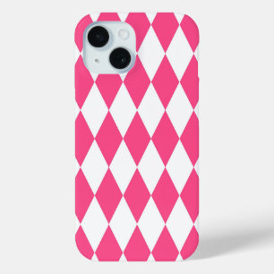 Roze Witte Harlequin Diamonds Checkers Ontwerp