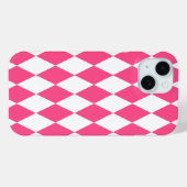 Roze Witte Harlequin Diamonds Checkers Ontwerp Case-Mate iPhone Case (Achterkant (horizontaal))