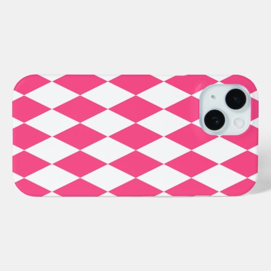 Roze Witte Harlequin Diamonds Checkers Ontwerp Case-Mate iPhone Case (Achterkant (horizontaal))