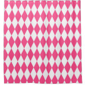 Roze Witte Harlequin Diamonds Checkers Ontwerp Douchegordijn (Voorkant)