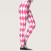 Roze Witte Harlequin Diamonds Checkers Ontwerp Leggings