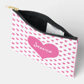 Roze Witte Harten Schattige Gepersonaliseerde meis Etui (Open)