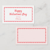 Roze & Witte harten Valentijnsdag mini  Notitiekaartje (Voorkant / Achterkant)