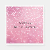 Roze Witte Harten Verjaardag Servet (Voorkant)