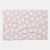 Roze Witte Harten Vrouwen Bruiloftsfeest Theedoek (Horizontaal)