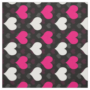 Roze Witte Harten Zwart Stof