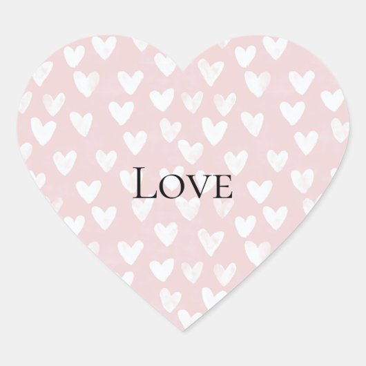 Roze witte hartjes meisjesachtig   hart sticker (Voorkant)