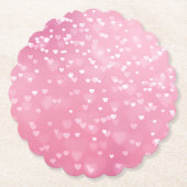 Roze Witte Hartjes Verjaardag Kartonnen Onderzetters (Voorkant)