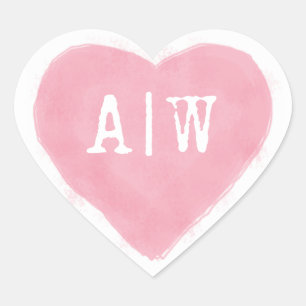 Roze witte hartmonogram Wedding Envelope Seal Hart Sticker