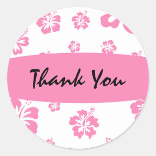 Roze & Witte Hibiscus Bloem Sticker