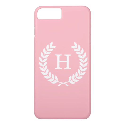 Roze witte hitte Laurel Wreated Initiaal Monogram Case-Mate iPhone Case (Achterkant)
