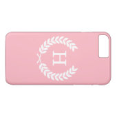 Roze witte hitte Laurel Wreated Initiaal Monogram Case-Mate iPhone Case (Achterkant (Horizontaal))
