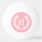 Roze witte hitte Laurel Wreated Initiaal Monogram Pingpongballen (Achterkant)
