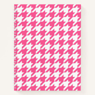 Roze Witte Houndstooth Geruite Ontwerp Notitieboek