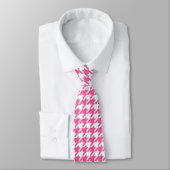 Roze Witte Houndstooth Geruite Ontwerp Stropdas (Gebonden)