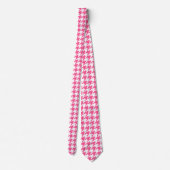 Roze Witte Houndstooth Geruite Ontwerp Stropdas (Achterkant)