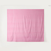 Roze Witte Houndstooth Geruite Ontwerp  Wandkleed (Voorkant (horizontaal))