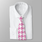 Roze & Witte Houndstooth stropdas (Gebonden)