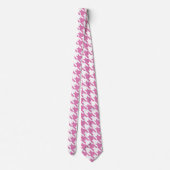 Roze & Witte Houndstooth stropdas (Achterkant)