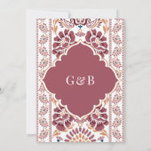 Roze witte Ikat Anand Karaj Sikh bruiloft Kaart (Achterkant)