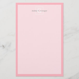 Roze witte Initiaal monogram Briefpapier