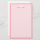 Roze witte Initiaal monogram Briefpapier (Voorkant / Achterkant)
