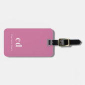 Roze witte initialen bagagelabel (Voorkant horizontaal)