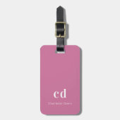 Roze witte initialen bagagelabel (Voorkant verticaal)