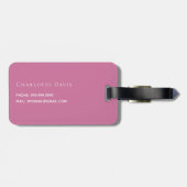 Roze witte initialen bagagelabel (Achterkant horizontaal)