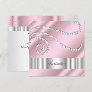 Roze Witte Juwelen diamanten Zilver Feestje Kaart