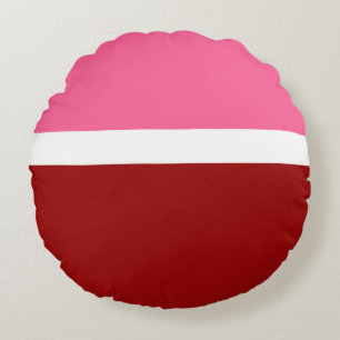 Roze Witte Karmozijnrode Kleurblok  Rond Kussen
