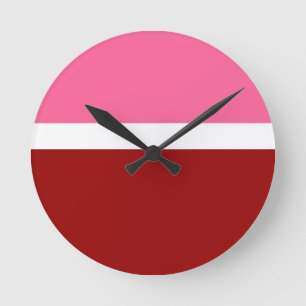 Roze Witte Karmozijnrode Kleurblok  Ronde Klok