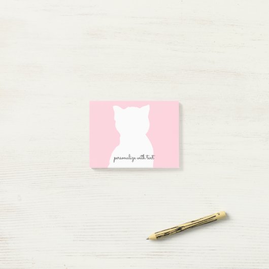 Roze witte Kat Post-it® Notes (Op bureau)