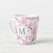 Roze Witte Kersenbloesem initiaal Aanpasbare mok (Linkerhoek)