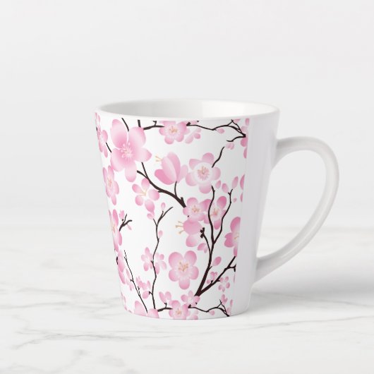 Roze Witte Kersenbloesem initiaal Aanpasbare mok (Rechts)