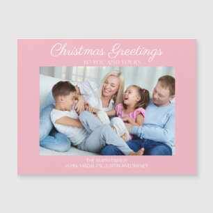 Roze Witte Kerst Foto Groeten Magnetische Kaart