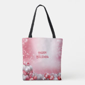 Roze Witte Kerstballen Vakantie Canvas tas (Achterkant)