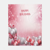 Roze Witte Kerstballen Vakantie Fleece Deken (Voorkant)
