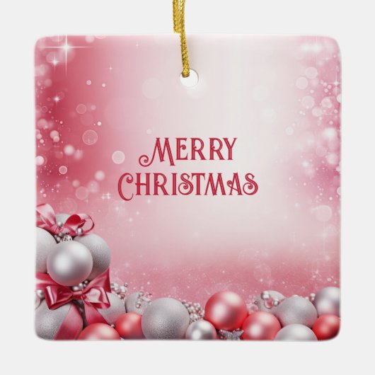 Roze Witte Kerstballen Vakantie Ornament (Voorkant)