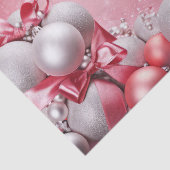 Roze Witte Kerstballen Vakantie Tissue Papier (Detail)