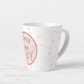 Roze & Witte Kerstvakantie Love Peace Joy Latte Mok (Rechterhoek)