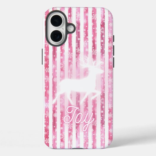 Roze & Witte Kerstvreugde Rendier Case-Mate iPhone Case (Achterkant)