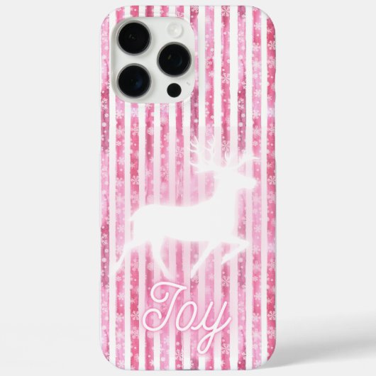 Roze & Witte Kerstvreugde Rendier Case-Mate iPhone Case (Achterkant)