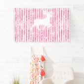 Roze & Witte Kerstvreugde Rendier Spandoek (Insitu)