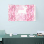 Roze & Witte Kerstvreugde Rendier Spandoek (Beurs)