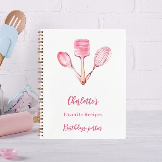 Roze witte keukengerei bakrecepten notitieboek