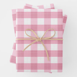 Roze & Witte Klassieke Gingham Patroon Inpakpapier Vel