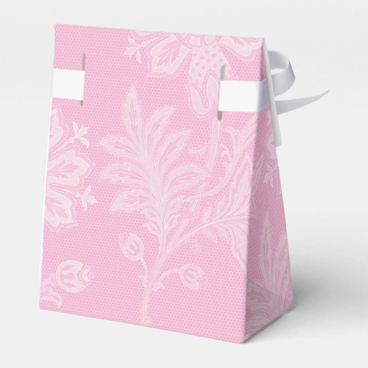 Roze Witte Lacey Bloemen Bedankdoosjes (Achterkant)